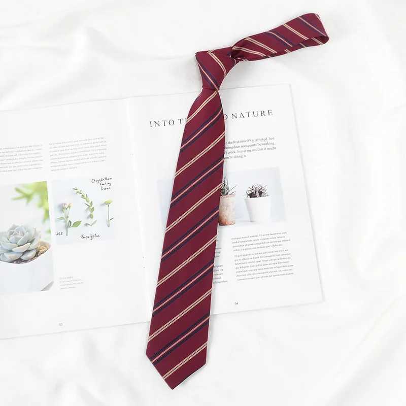 Korean JK Necktie Simple Plaid Neckwear Striped Neck Tie Clothes Accessories Cravat Uniform Bow Tie Wen Men Wedding Neckties X250407