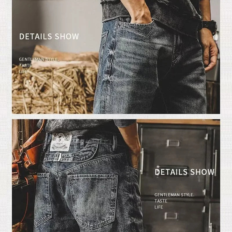 Spring and Autumn Mens Straight Leg Jeans High Quality Version Blue Trouser Fashion Cool Outdoor Party 250401