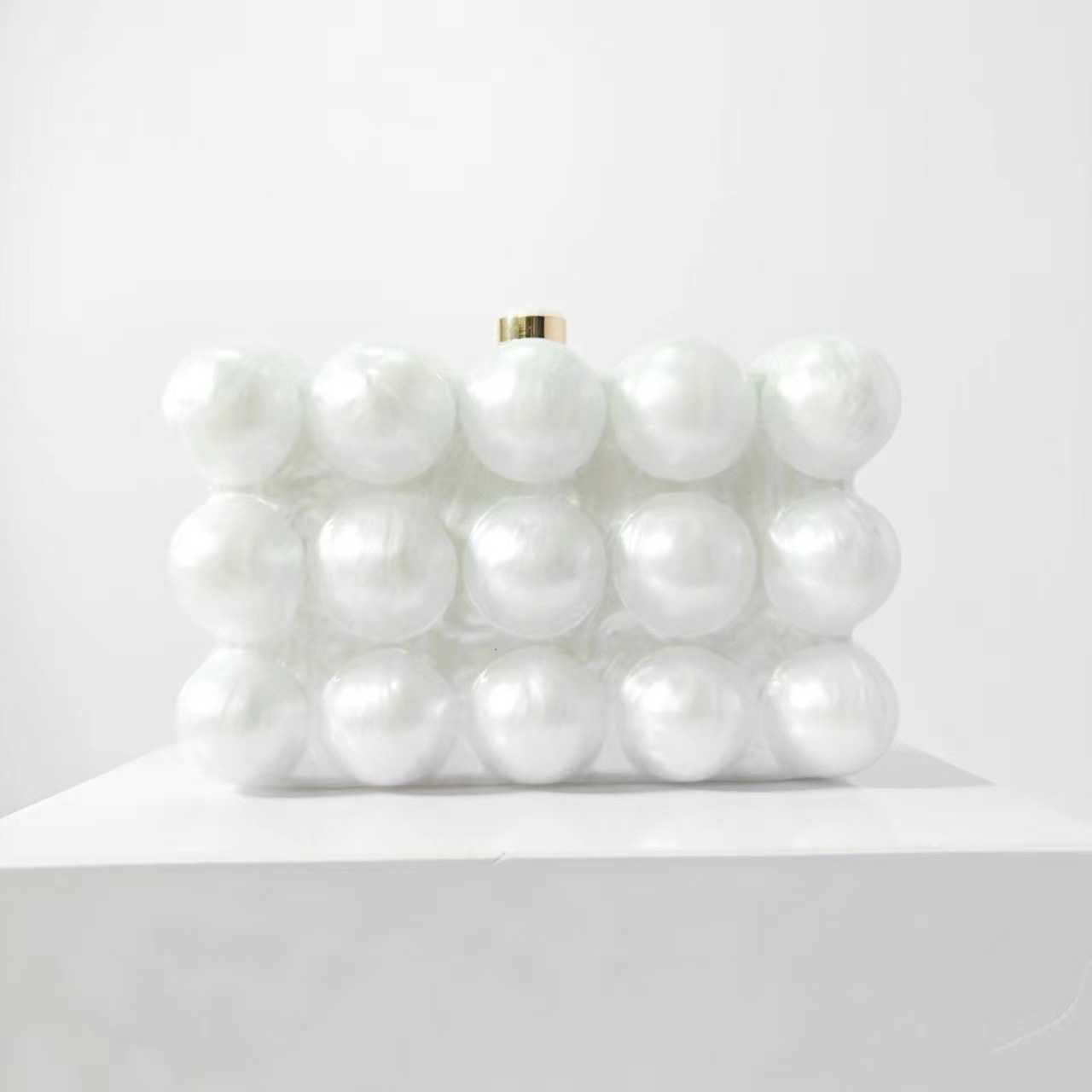 French Wave Pearl Eggshell Acrylic Fashion Crossbody One Shoulder Acrylic Dinner Bag