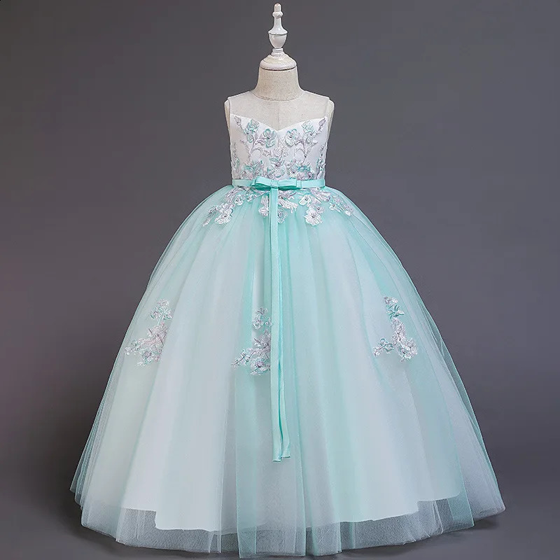Summer Girls Dress Bridesmaid Elegant Party Princess Dress For Girls Embroidered Wedding Communion Gown Teen Carnival 3-10year 250408