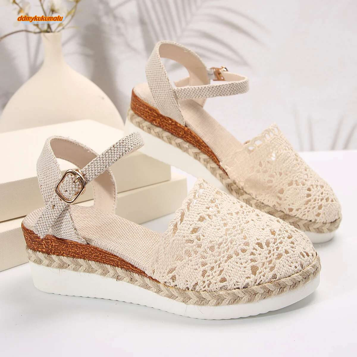 Women 2024 Summer New Canvas Wedge Casual Espadrilles Fashion Platform Woman Sandals atos De Mujer ddmykukumalu