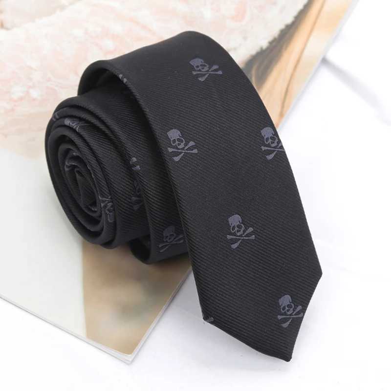 New Slim Skl Ties for Men Wen Classic Polter Black Neckties Fashion Man Tie Wedding Party Cosplay Neckwear Accessories X250407
