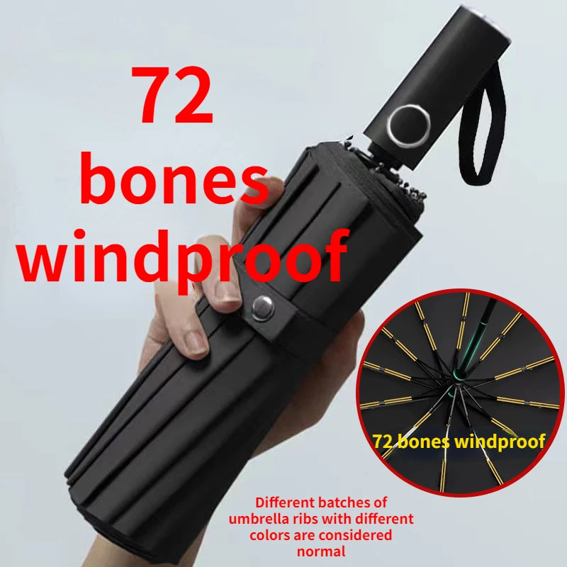72 bone super strong windproof automatic folding mens umbrella reinforced large rainproof and sunscreen womens umbrella 250408