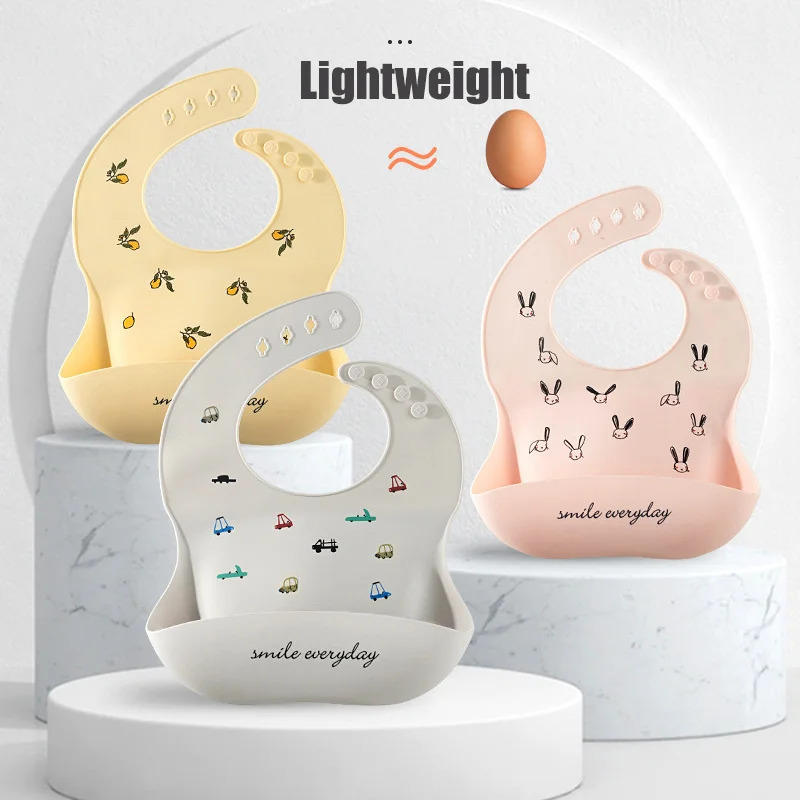 Silicone Baby Bibs 4 Speeds Adjustable Baby Apron For Boy Girls Portable Toddler Feeding Painting Dirt Isolate Pocket Baby Stuff 250408