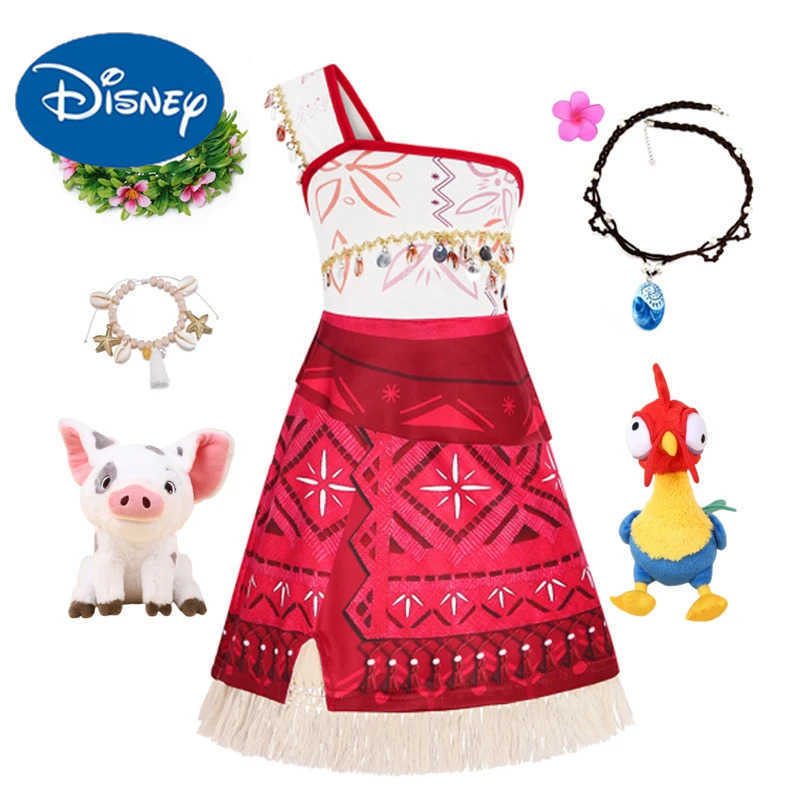 Disney Girls New Movie Moana 2 Dress Halloween Party Adventure Costume Girl Princess Fancy Clothes Children Vaiana Pet Pig Outfit X250408