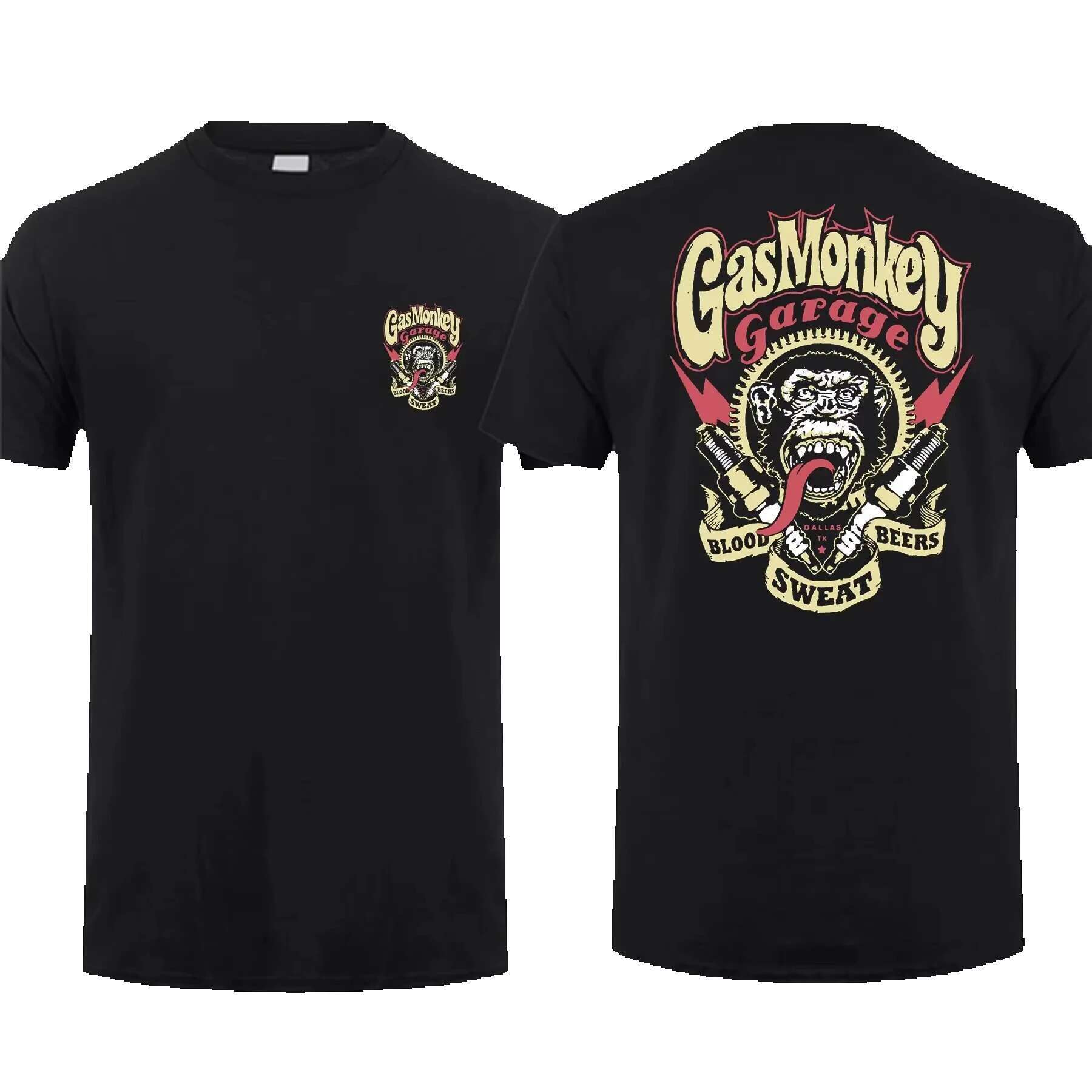 New men's double-sided Gas Monks garage printed cotton summer short sleeved round neck T-shirt oversized streetwear top
