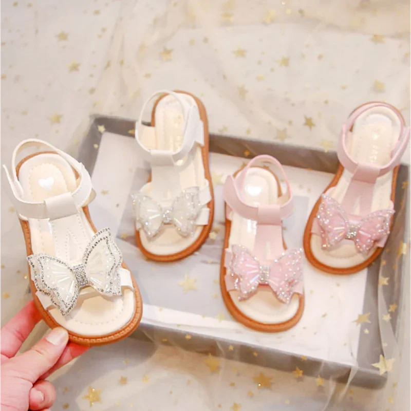 Summer Princess Sandals For Baby Girls Cute Bear Bow Fashion Toddler Shoes Soft-soled Breathable Casual Shoes For Infant Baby 250407