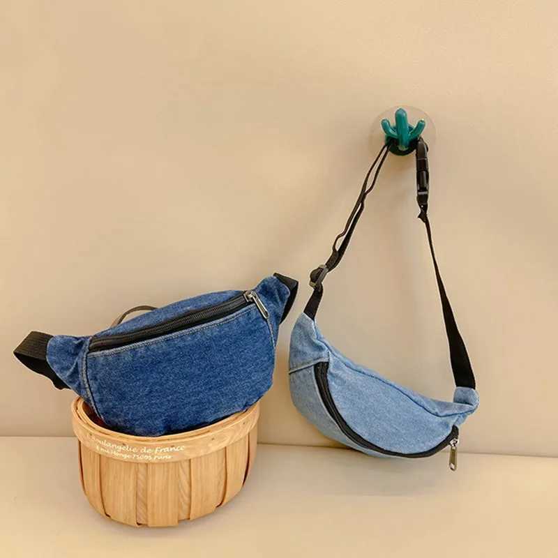 denim waist bag solid fAshion zipper waist bag casual outdoor sports and fitness bag accessories Z250407