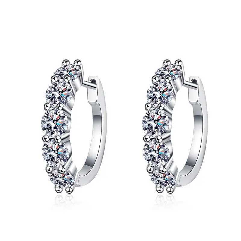 4MM Moissanite Hoop Earrings for Women Wedding Sparkling Simulated Diamond Earring S925 Sterling Silver JewelryC250407