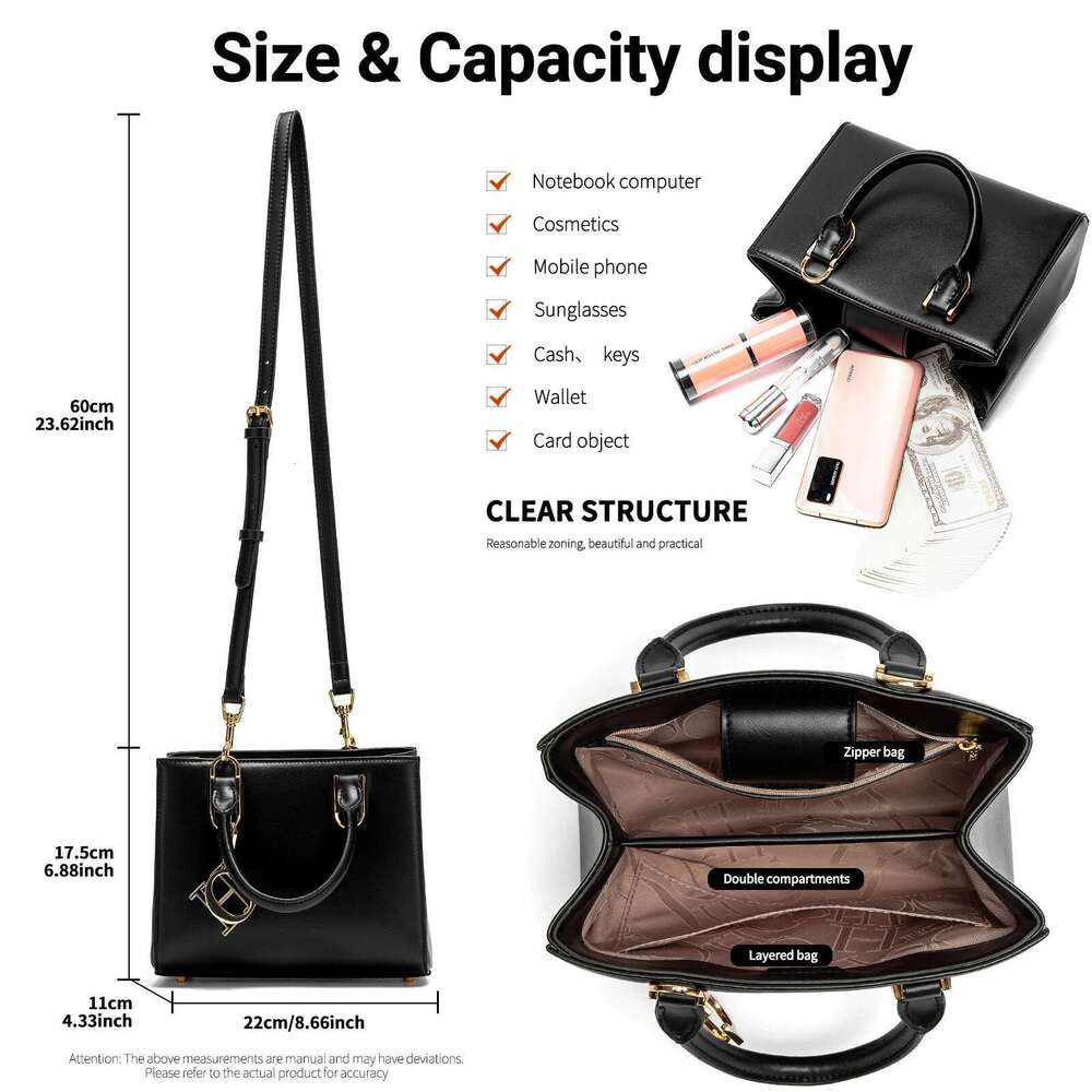 Classic Retro New Handbag Square Design Solid Color Women's Bag