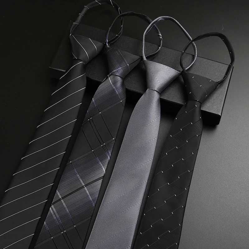 Luxury 7cm Mens Tie Pre-tied Easy Wear Neck Tie For Men Zipper Lazy Pre-tied Business Wedding Stripes Plaid Wen Necktie X250407
