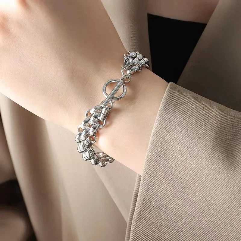Ganemly 316L Stainless Steel Cuban Chain Declaration Necklace Bracelet Set Womens Fashion 18K Gold Plated Waterproof Jewelry Y250408