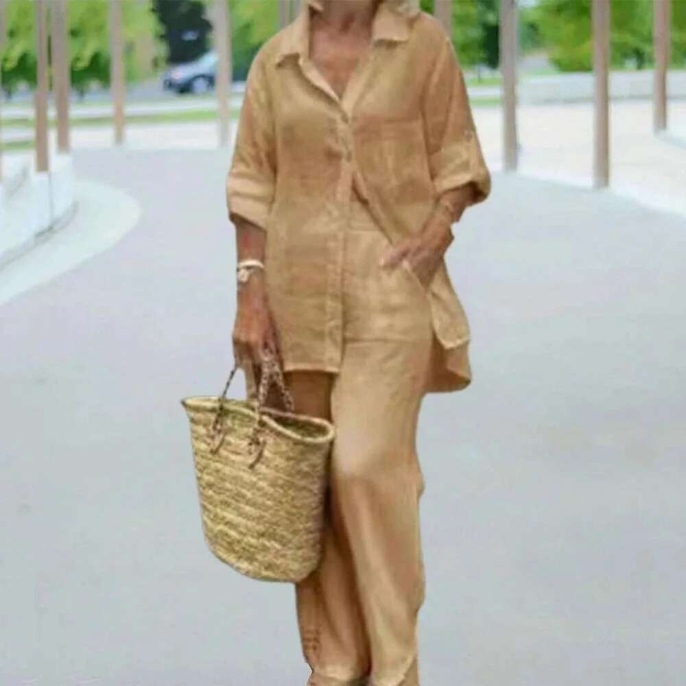 Summer Cotton En Casual Home 2 Set For Women 2025 Fashion White Long Sleeve Shirt And Shorts Two Piece Sets Tracksuit