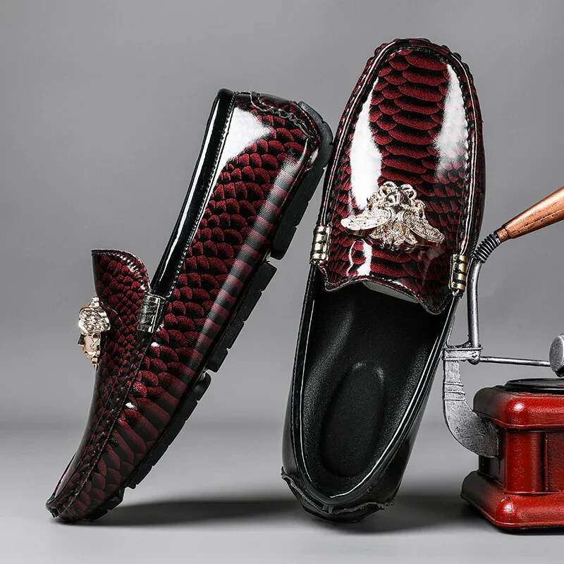 Trendy Mens Fashion Casual Popular Youth Daily Walking Shoes Red Business Moccasins Loafers Large Size 38-48