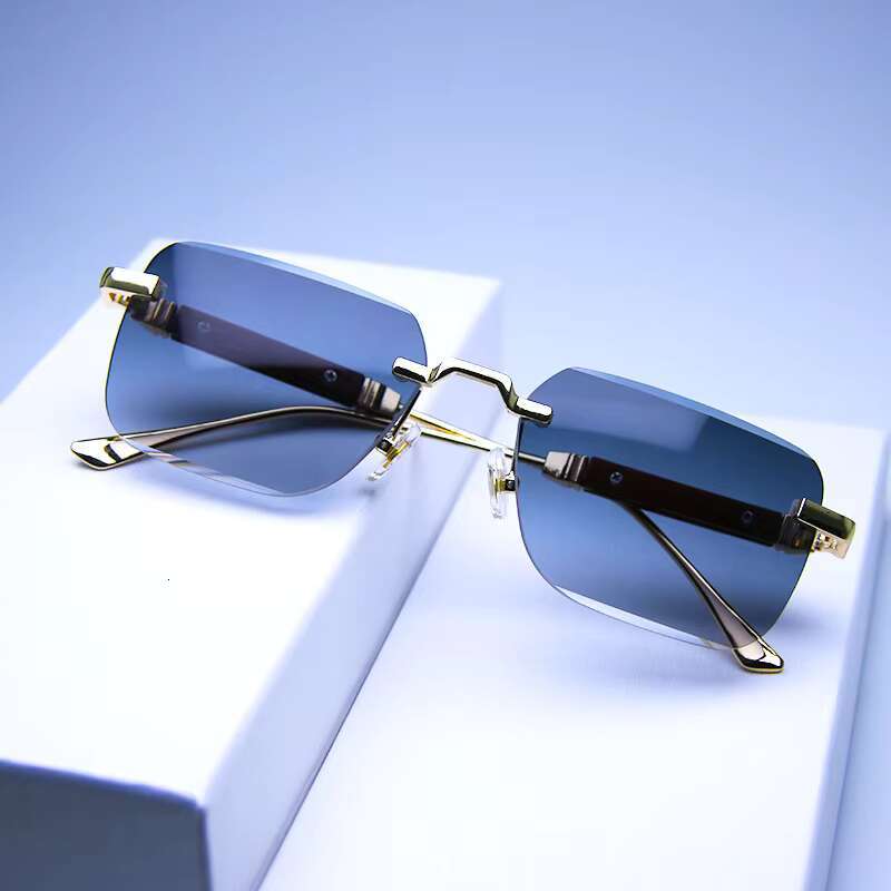 Factory Direct Supply Men's Anti Uv Frameless Fashionable Square Sunglasses Small Rectangle Unisex Shades Designer Sunglasses