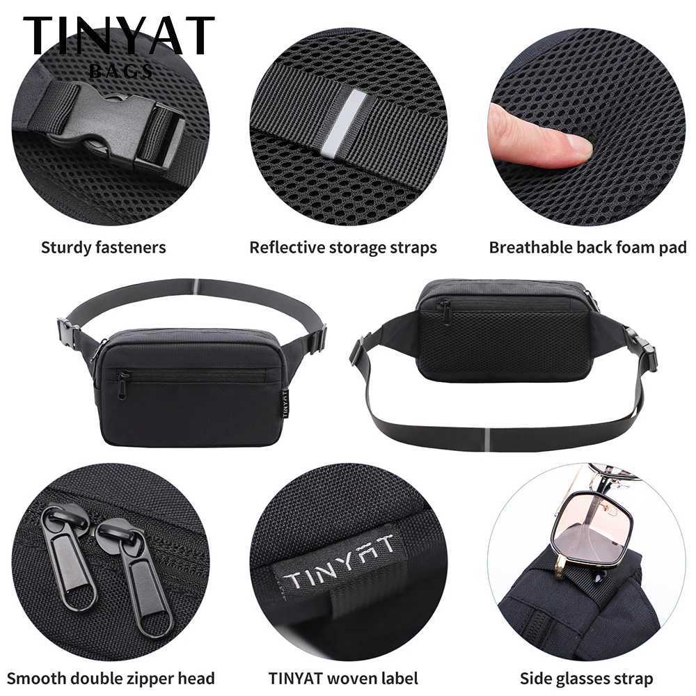 Tinyat Mens Waist Bag Mobile Wallet Travel Big Womens Belt Bag Waterproof Shoulder Bag Black Fanny Bag Bum Bag Z250407
