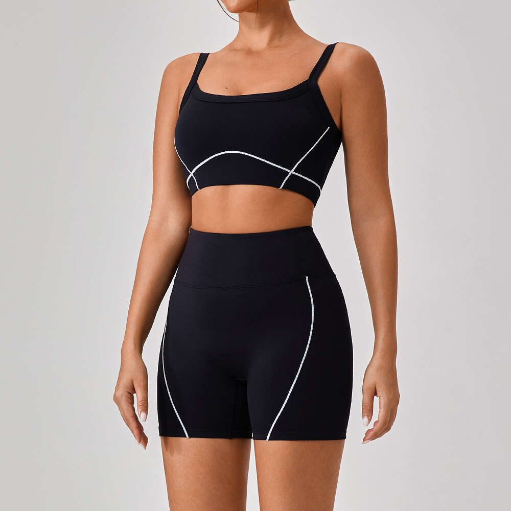 European and American Naked Tight Outdoor Sports Underwear Women's Thin Shoulder Contrast Set Strap Yoga Clothes 2025 New Casual Versatile Fashio