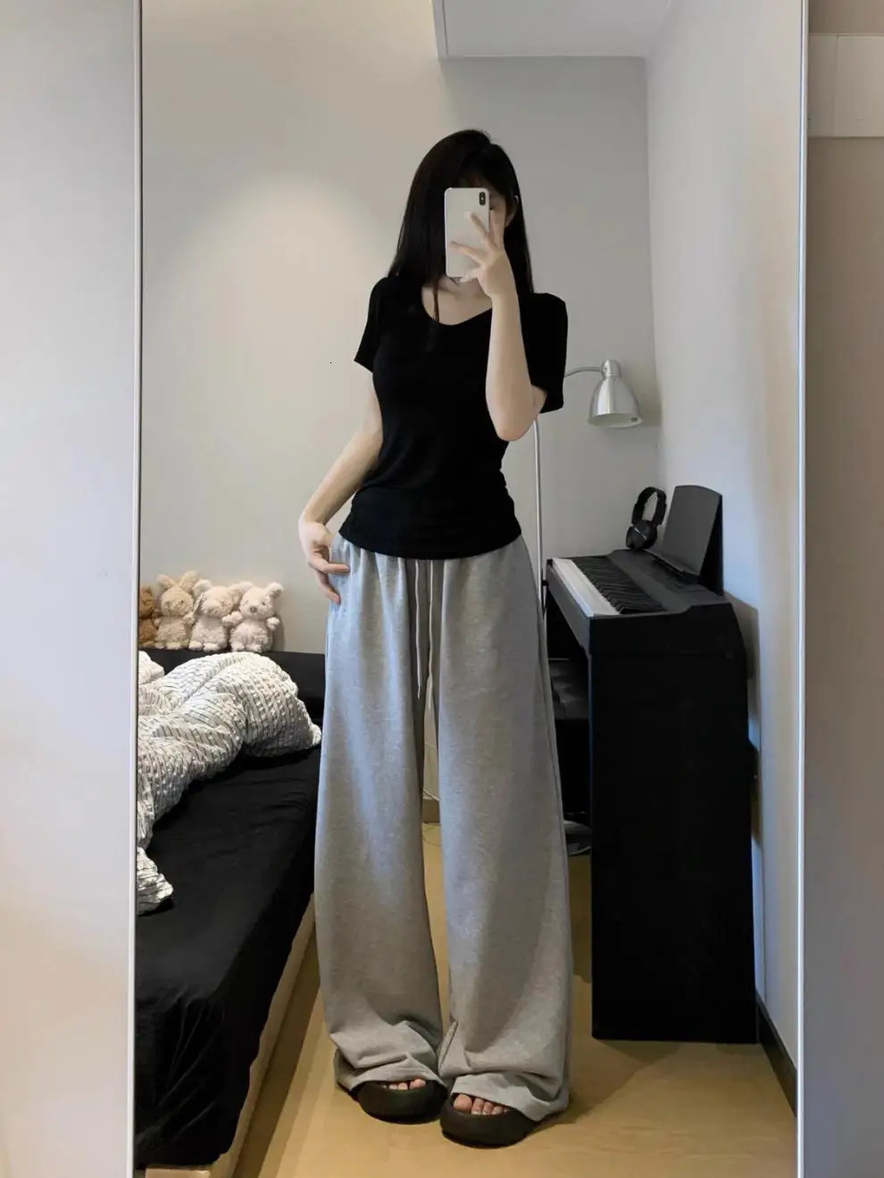 Retro Y2K loose pocket pants fashionable womens solid Harajuku sports retro wide leg casual elastic waist runners Trousers 250407
