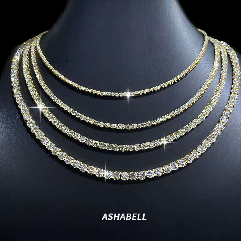 Pass Diamond Tester with GRA 925 Silver Ice Out Moissanite Tennis Necklace Vvs D Color Moissanite Tennis Chain for Men