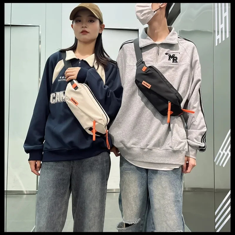 Womens Contrast Color Zipper Nylon Womens Waist Bag High Quality Fashion Casual Bolsas Femininas 250402