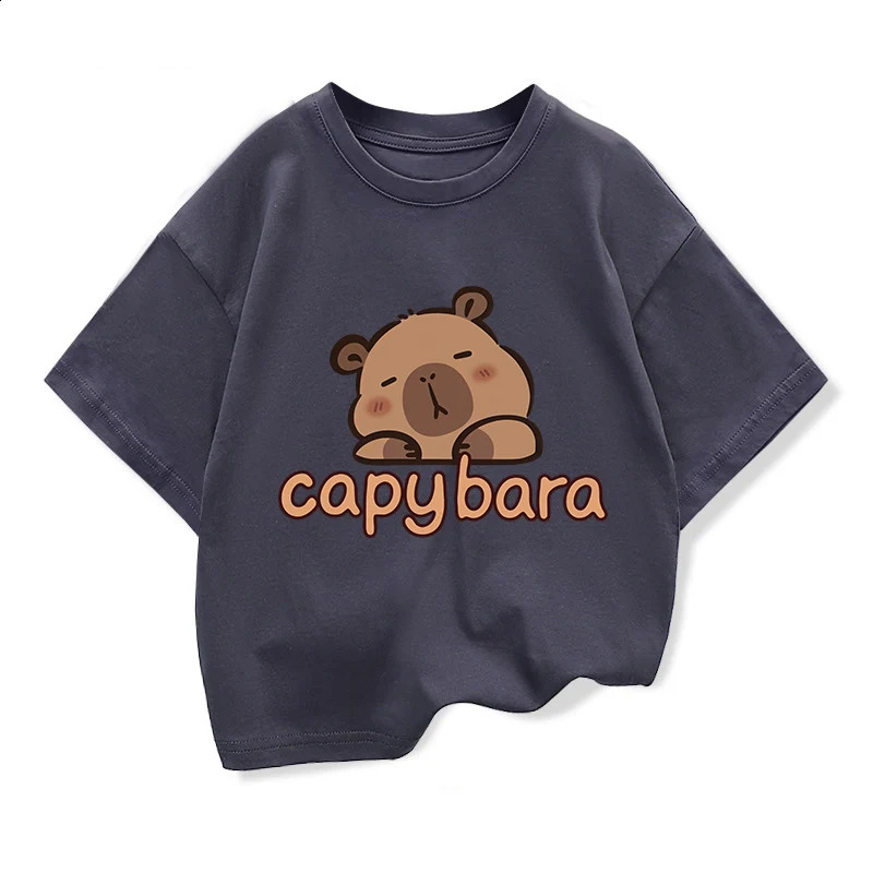 Capibara Kids Clothing Tees Summer Printed Cartoon Fashion Short Sleeve Boys T-shirt n Childrens O-neck T Shirts 250408