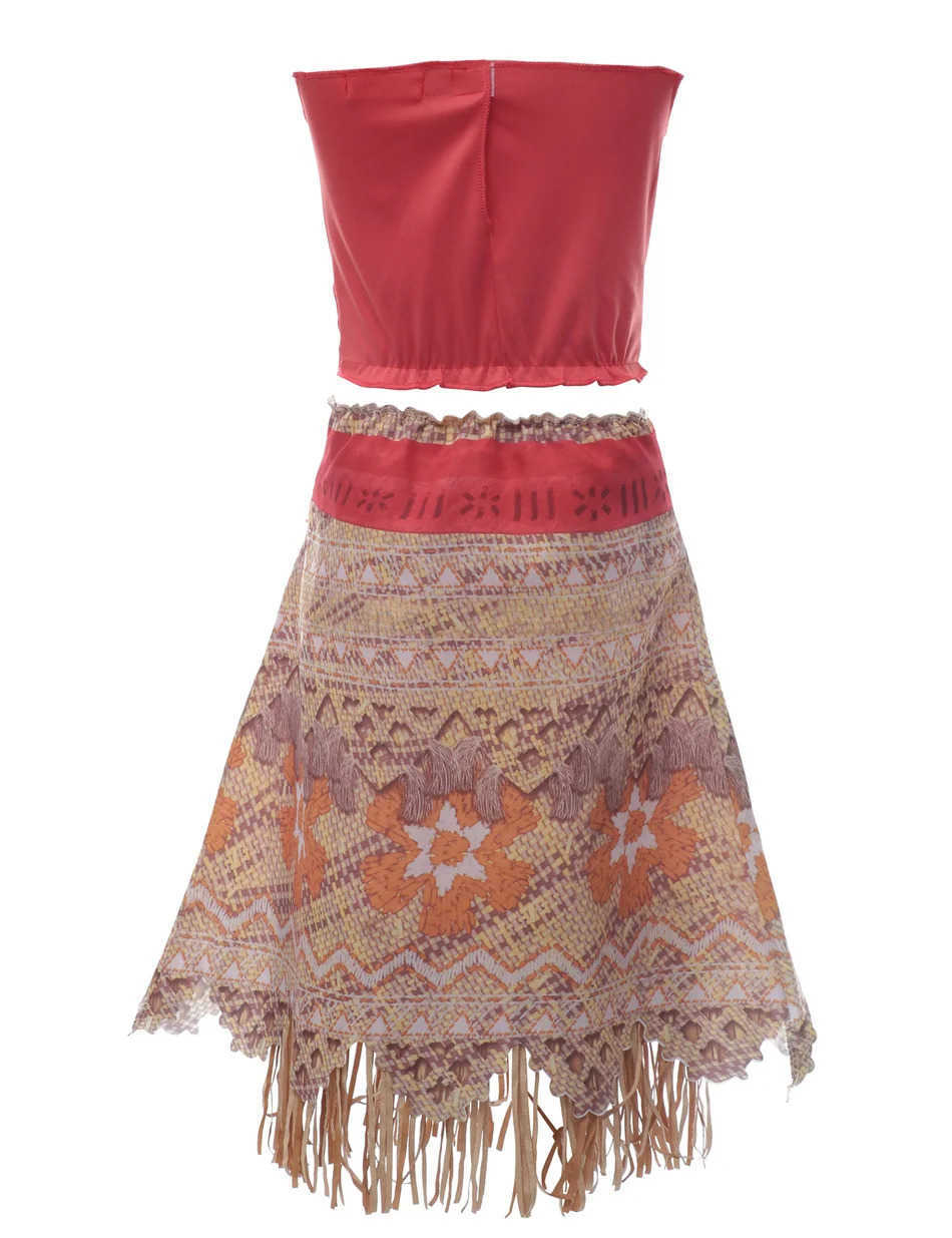 Disney 2025 Moana 2 Dress Girl Vaiana Princess Carnival Purim Role Playing Dress Childrens Christmas Party Role Playing Ball with Piggy Chicken X25040