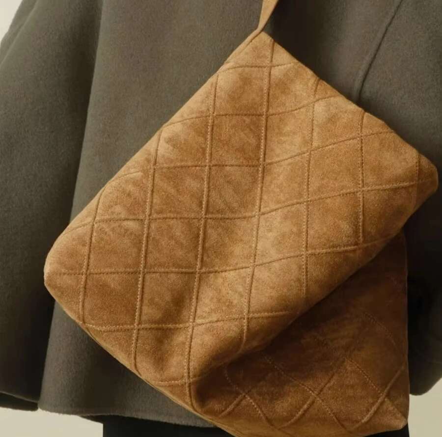 2025 Vintage Fashion High Quality Frosted Suede One Shoulder Women's Bag Casual Simple Versatile Famous Designer Leather Handbag