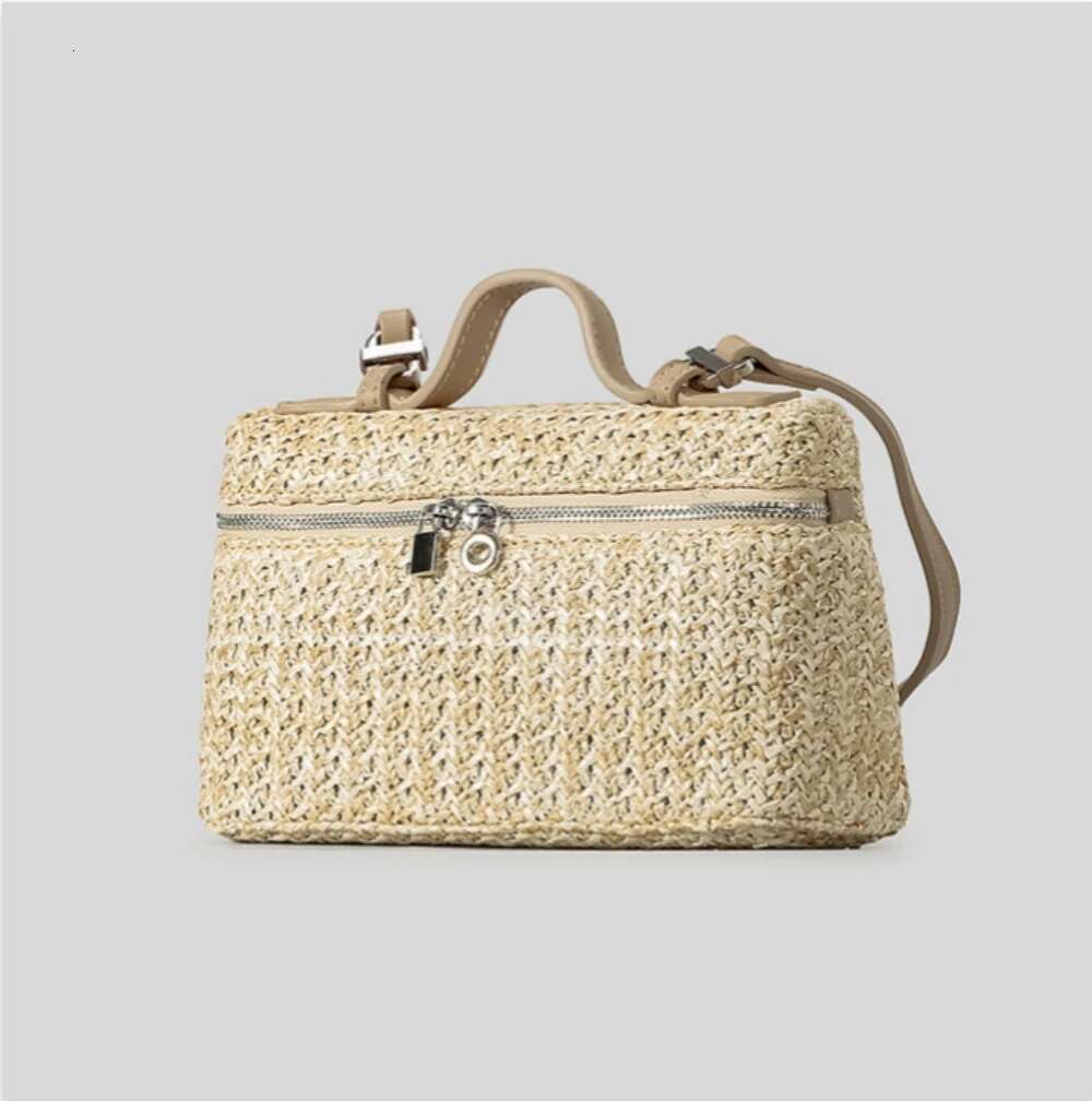 Summer Ins New Handmade Woven Shoulder Women's Box Square Minimalist Handbag Adult Girls Vacation Beach Bag Female