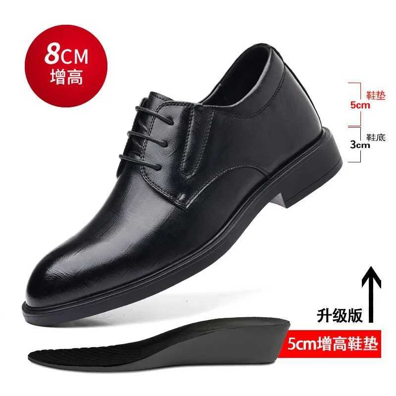 3 6 8cm Heel Mens Dress Shoes New Designer Cow Leather Increase Casual Spring Autumn Black Platform Wedding Shoes Male Z251107