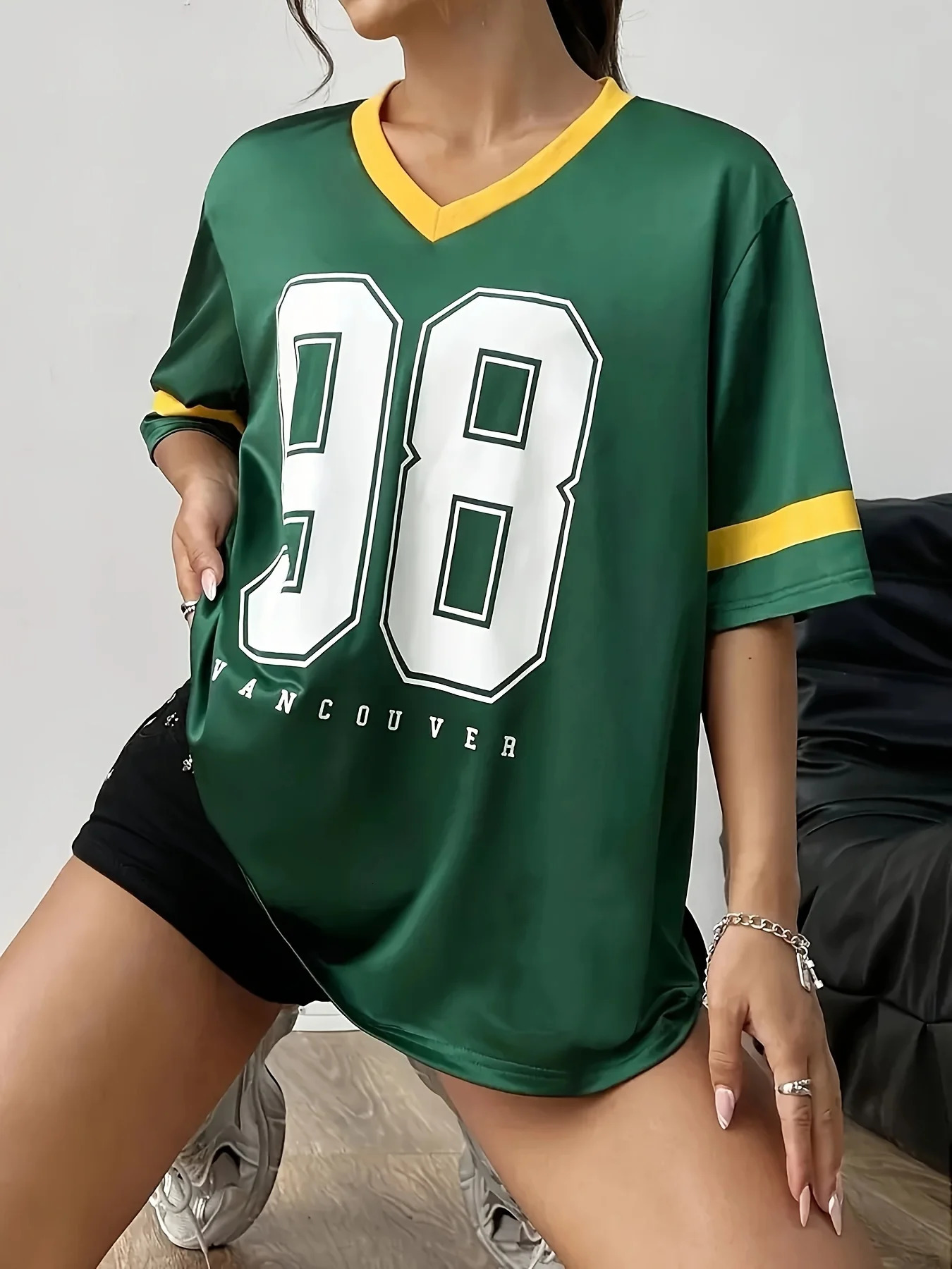 3D Number 98 Pattern Womens Tshirt Extra Large Day Top Creative Street Oneck Casual Clothing 250407