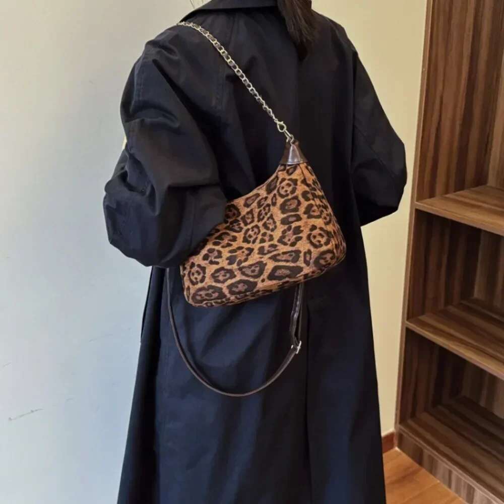Fashion Vintage Leopard Print Versatile Chain New Women's Bag Premium Texture Temperament Generous Crossbody Shoulder