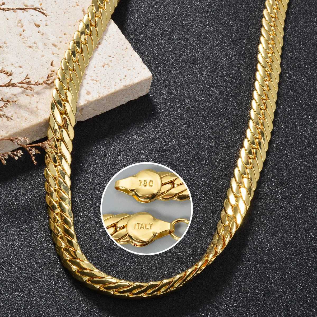 Sunny Italy 750 Copper Alloy Mens and Womens Necklace High Temperature Resistant Suitable for Street Hip Hop Jewelry GiftsC250407