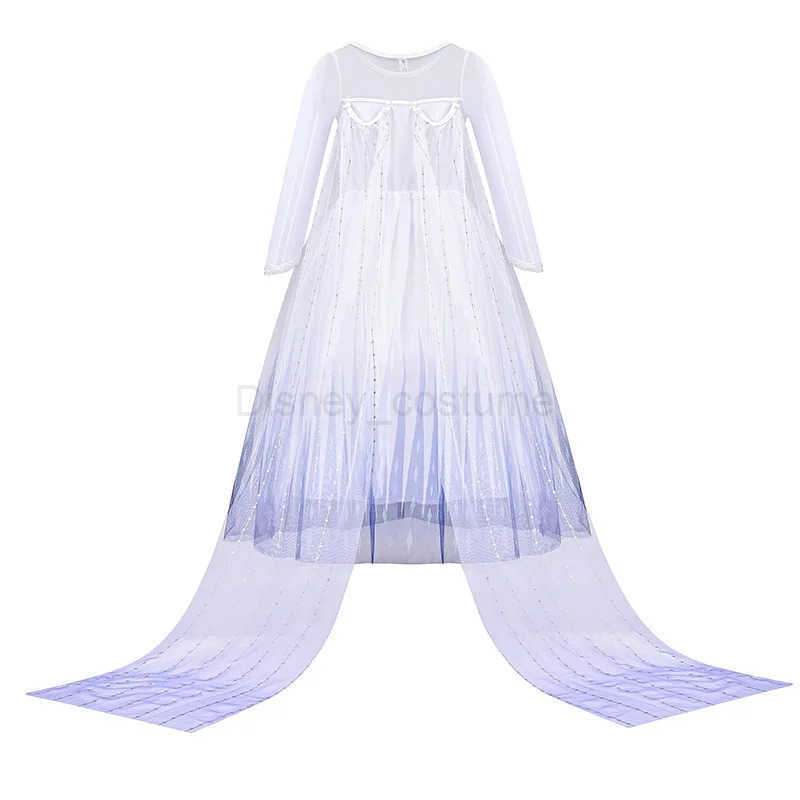 Disney Frozen 2 White Elsa Costume Girls Cosplay Snow Queen Princess Dress Toddler 2025 Birthday Party Children Day Fancy Frock X250408