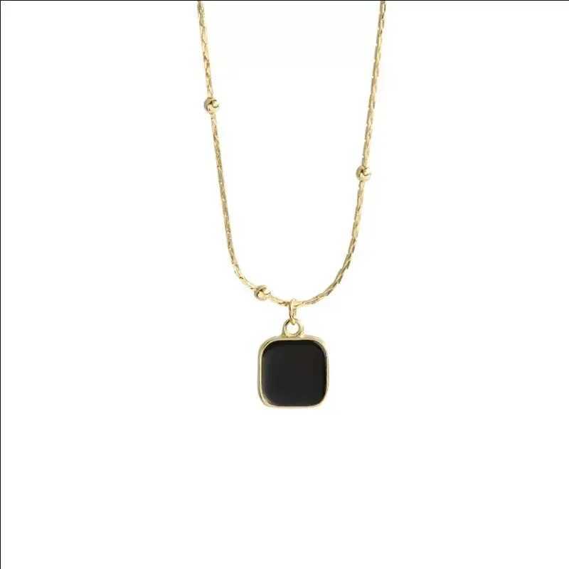 Stainless Steel Necklaces Black Exquisite Minimst Square Pendant Choker Chains Fashion Necklace For Women Jewelry Party GiftsC250407