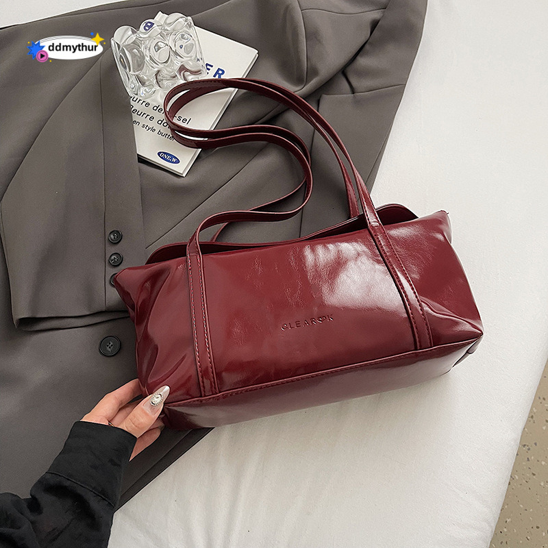 Oil wax leather Korean style minimalist INS flip underarm design, casual and versatile shoulder bag, large capacity tote bag ddmythur