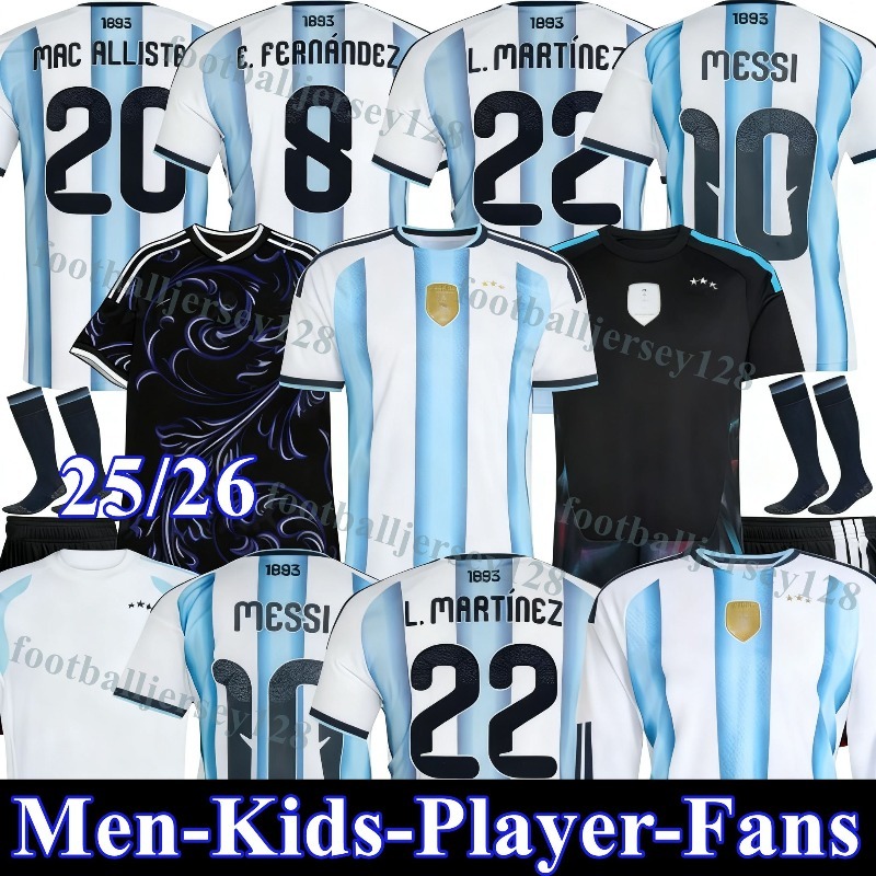 25 26 Argentinas 50th Soccer Jerseys MeSsIs 2025 MARTINEZ DI MARIA MARADONA FERNANDEZ DE PAUL J.ALVAREZ MAC ALLISTER ROMERO DI MARIA men kids Kits sets football Shirt