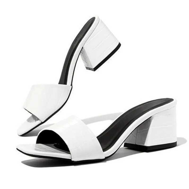 Summer slippers womens Fi shoes thick high heels black sandals luxury high heels ZapatosXJ250407
