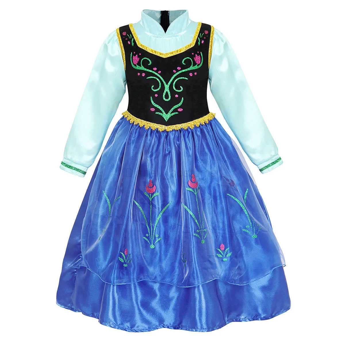 Disney Anna Dress With Cape for Kids Girls Long Sleeve Carnival Disguise Frozen Party Clothes Children Anna Gown 2-10T X250408