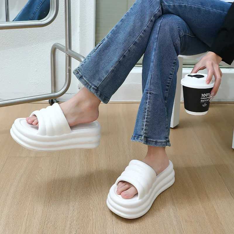 Womens summer pink short and chubby platform slider outdoor thick sole N slider flip open toe comfortable wedge high-heeled sandalsXJ250407