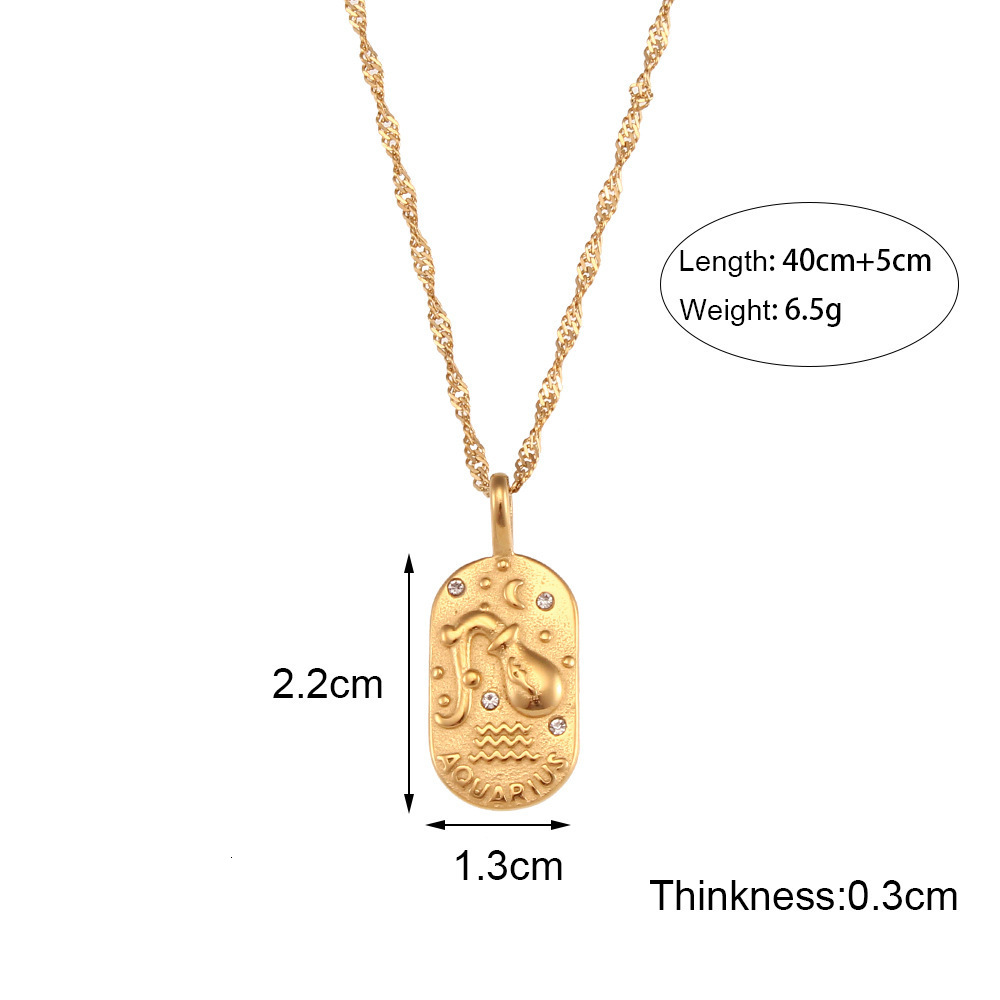 A fashionable niche pendant featuring stainless steel oval brand zircon constellation necklace that exudes sense and sophistication, made by the heire