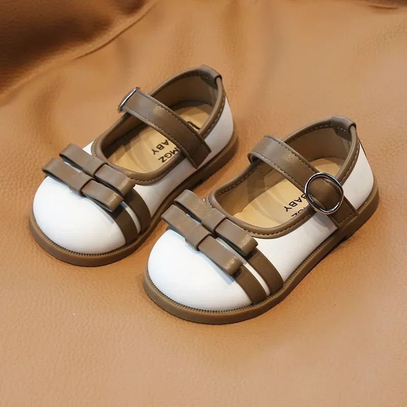 British style womens leather shoes cute double bow tie Lolita shoes childrens wedding beautiful baby girl Mary Jane shoes H07061 250408
