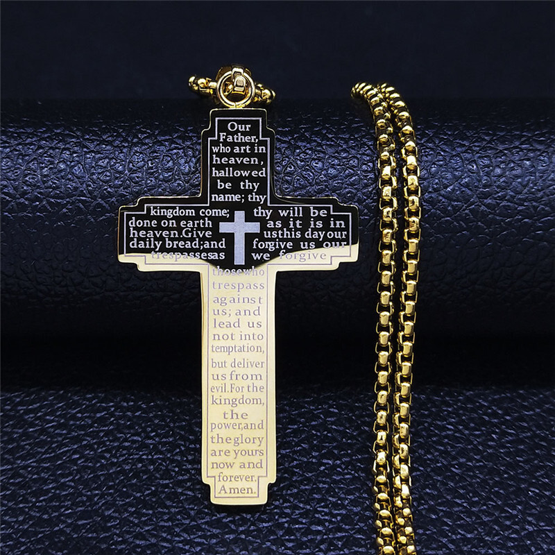 Bible cross pendant, titanium steel necklace, men's hip-hop niche accessory
