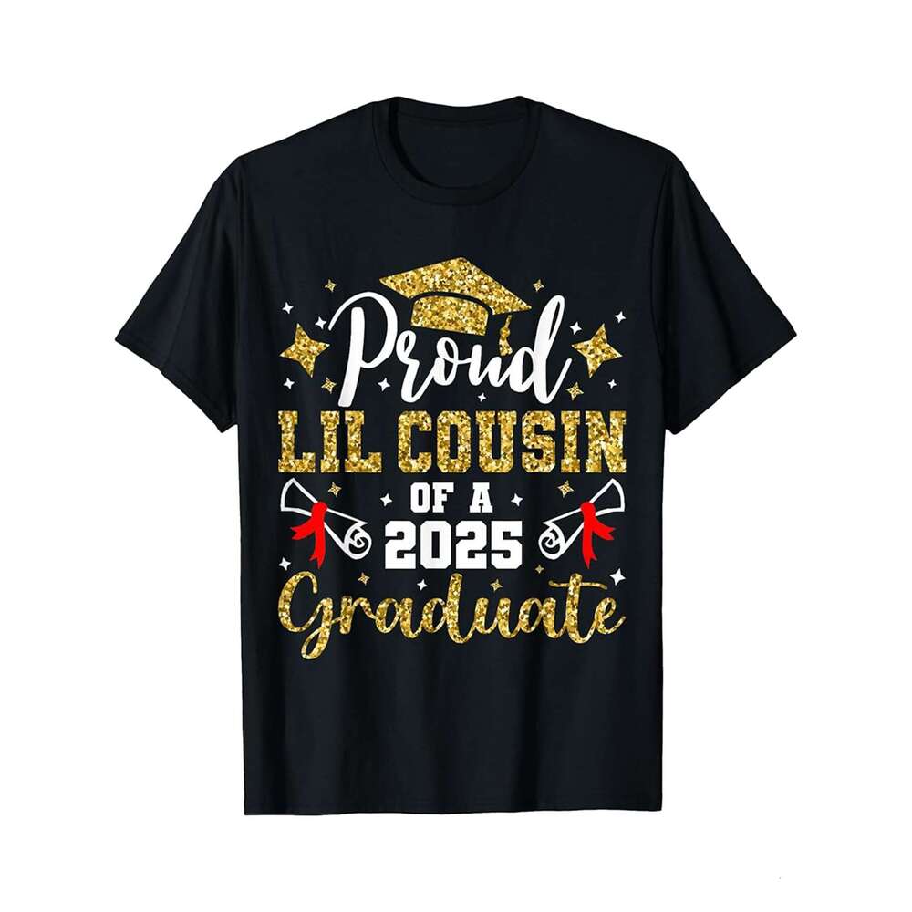 Designer T shirt Proud Lil Cousin of a 2025 Graduate Class Senior Graduation - 220g Tshits