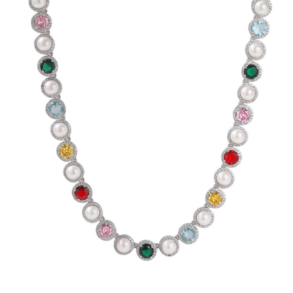 10mm Colorful Rock Candy Pearl Choker Chain Necklace Bracelet Women Mom Girl Friend Jewelry Gift