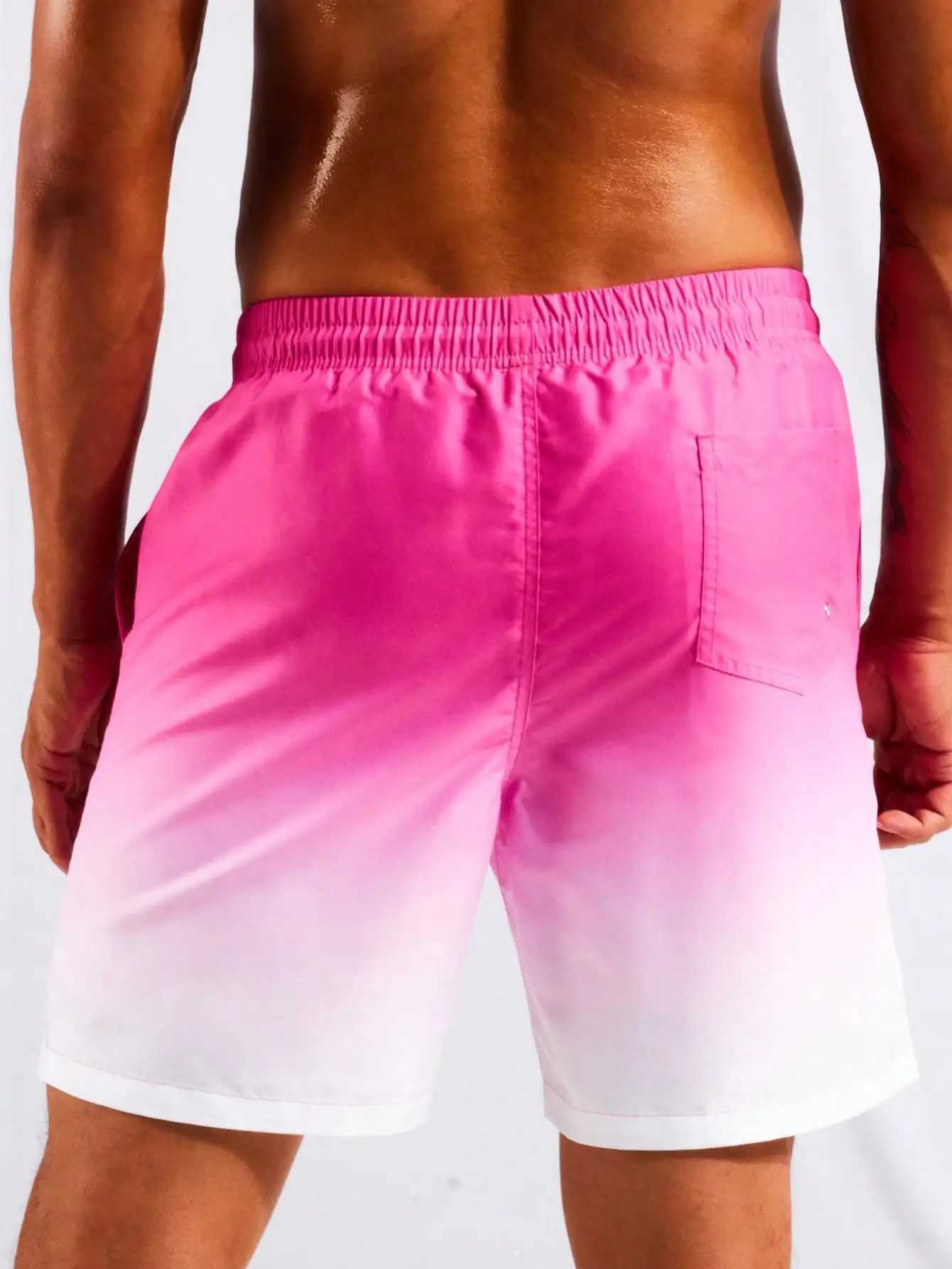 Mens gradient printed double-layer design anti ambassador fashionable cool quick drying beach pantsXJ250407