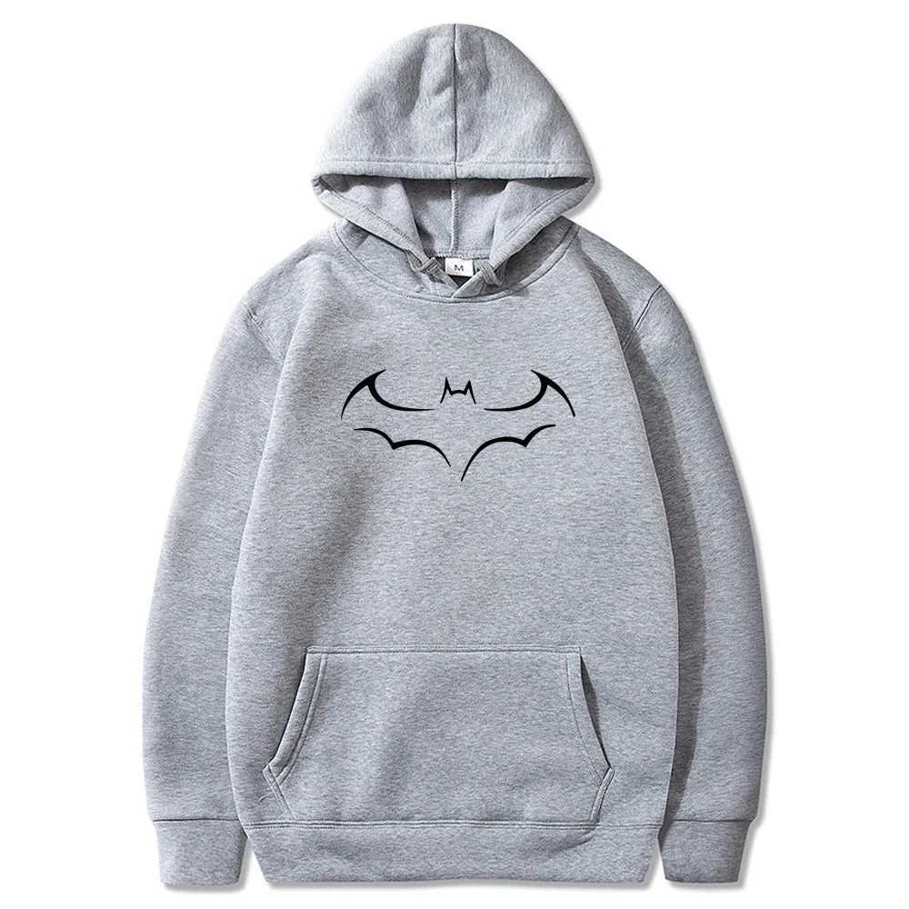 Mens Bat Printed Loose Fit Hoodie Casual Round Neck Warm Autumn Fashion Mens Sportswear W250408