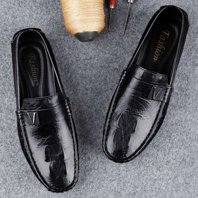 Genuine Leather Men Loafers Handmade Mens Casual Shoes Fashion Slip On Flats New Design Male Driving Footwear Moccasins