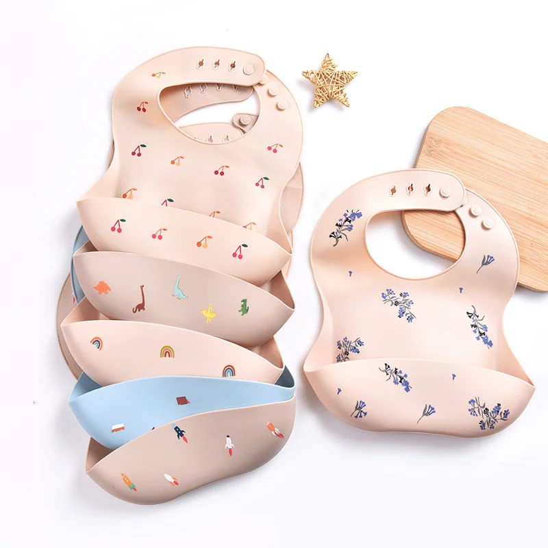 Silicone Baby Bibs 4 Speeds Adjustable Baby Apron For Boy Girls Portable Toddler Feeding Painting Dirt Isolate Pocket Baby Stuff 250408