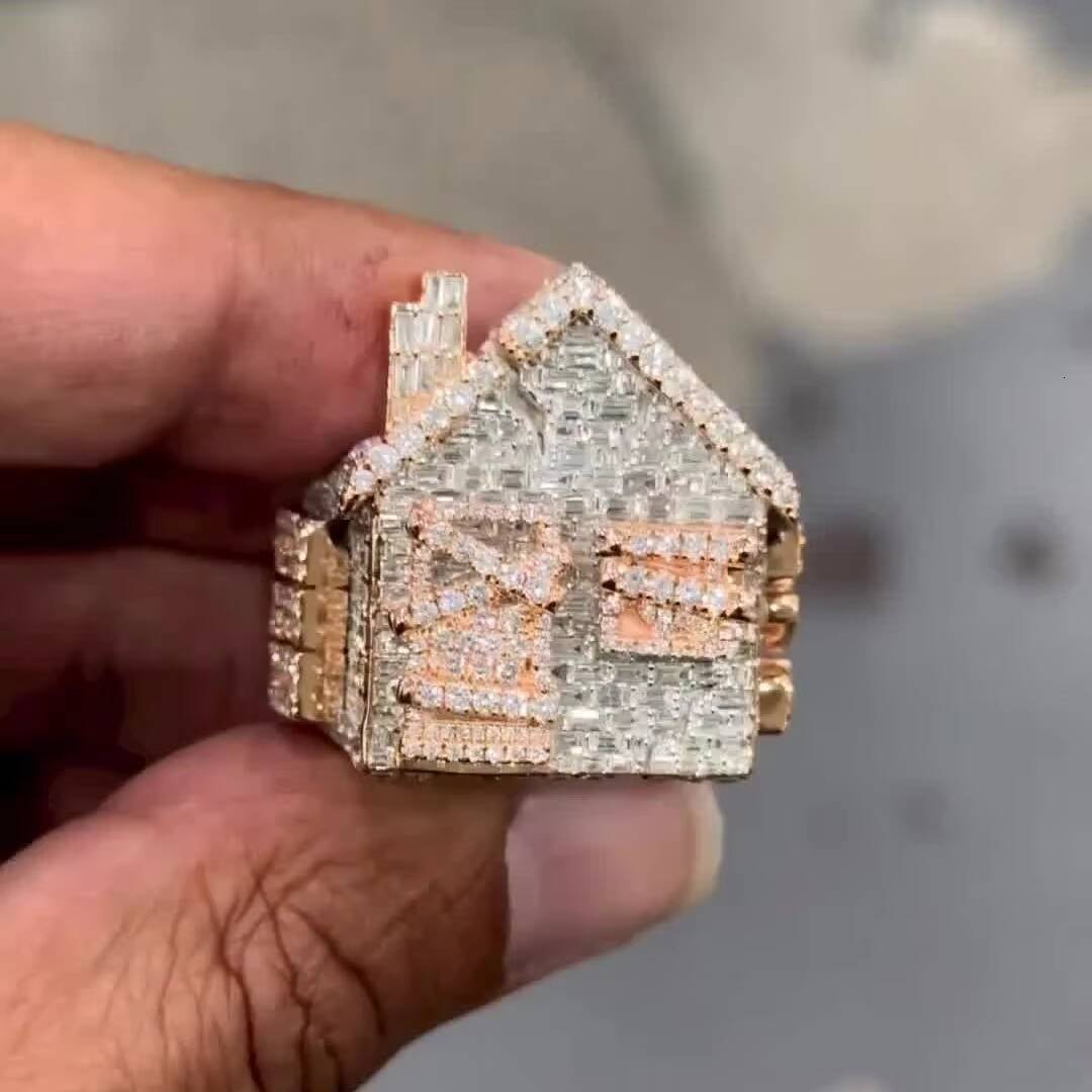 Mens Iced Moissanite Bling Championship Ring 925 Silver Custom Diamond Trap Pave Hip Hop Letter Design New Home Gift for Men