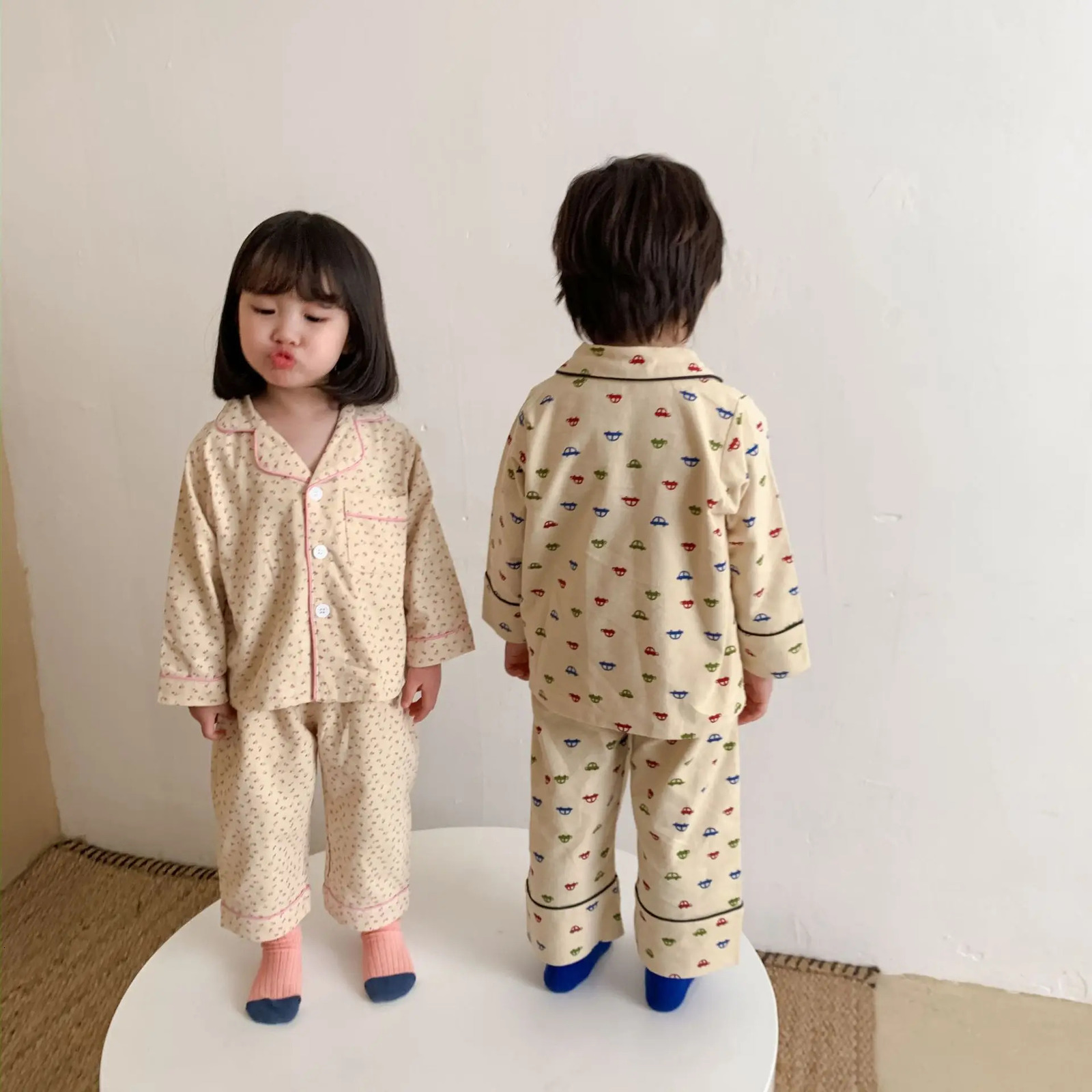 Cartoon Bear Kids Pajama Sets Childrens Clothing Cotton Pajama Set for Boys Girls Spring Autumn Home Clothing Two-piece Set 250407